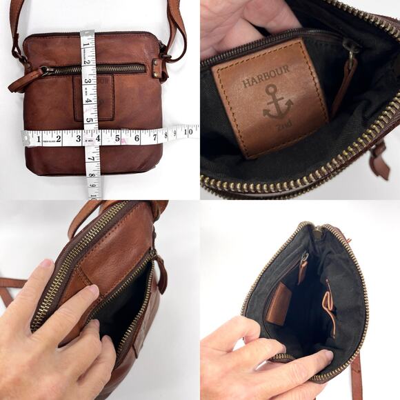 Harbour 2nd Taliza Crossbody Leather Bag Cognac Brown Rustic Washed Cowhide Boho - Picture 12 of 12